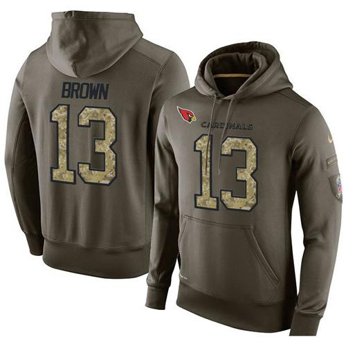 NFL Men's Nike Arizona Cardinals #13 Jaron Brown Stitched Green Olive Salute To Service KO Performance Hoodie - Click Image to Close